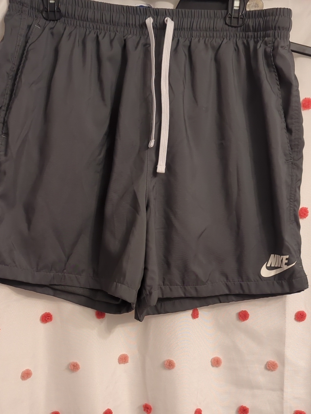 Nike Gray Athletic Swim/Training Shorts with White Logo